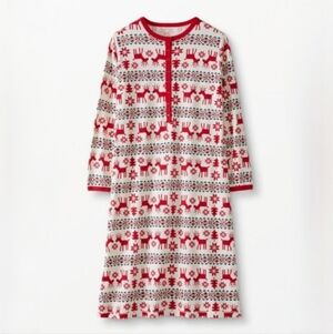 HANNA ANDERSSON Winter Holiday Christmas Organic Cotton Deer Nightgown Large